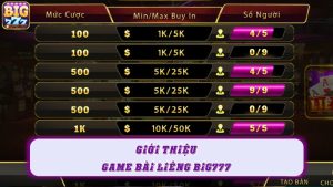 Giới thiệu game bài Liêng Big777